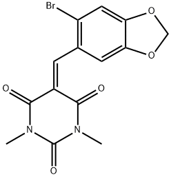 5-[(6-Bromo-1,3-benzodioxol-5-yl)methylene]-1,3-dimethyl-2,4,6(1H,3H,5H)-pyrimidinetrione 结构式