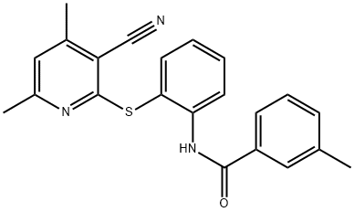 N-(2-[(3-CYANO-4,6-DIMETHYL-2-PYRIDINYL)SULFANYL]PHENYL)-3-METHYLBENZENECARBOXAMIDE 结构式