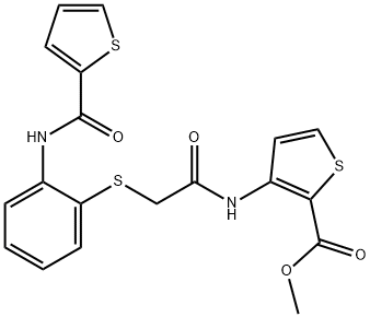 METHYL 3-([2-((2-[(2-THIENYLCARBONYL)AMINO]PHENYL)SULFANYL)ACETYL]AMINO)-2-THIOPHENECARBOXYLATE 结构式