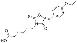 6-[5-(4-Ethoxy-benzylidene)-4-oxo-2-thioxo-thiazolidin-3-yl]-hexanoic acid 结构式