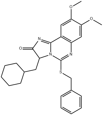 5-(BENZYLSULFANYL)-3-(CYCLOHEXYLMETHYL)-8,9-DIMETHOXYIMIDAZO[1,2-C]QUINAZOLIN-2(3H)-ONE 结构式