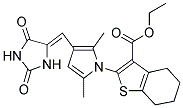 (Z)-ETHYL 2-(3-((2,5-DIOXOIMIDAZOLIDIN-4-YLIDENE)METHYL)-2,5-DIMETHYL-1H-PYRROL-1-YL)-4,5,6,7-TETRAHYDROBENZO[B]THIOPHENE-3-CARBOXYLATE 结构式