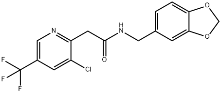 N-(1,3-BENZODIOXOL-5-YLMETHYL)-2-[3-CHLORO-5-(TRIFLUOROMETHYL)-2-PYRIDINYL]ACETAMIDE 结构式