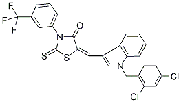 (E)-5-((1-(2,4-DICHLOROBENZYL)-1H-INDOL-3-YL)METHYLENE)-2-THIOXO-3-(3-(TRIFLUOROMETHYL)PHENYL)THIAZOLIDIN-4-ONE 结构式