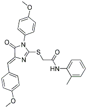 (Z)-2-(4-(4-METHOXYBENZYLIDENE)-1-(4-METHOXYPHENYL)-5-OXO-4,5-DIHYDRO-1H-IMIDAZOL-2-YLTHIO)-N-O-TOLYLACETAMIDE 结构式