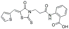 2-((3-[(5Z)-4-OXO-5-(THIEN-2-YLMETHYLENE)-2-THIOXO-1,3-THIAZOLIDIN-3-YL]PROPANOYL)AMINO)BENZOIC ACID 结构式