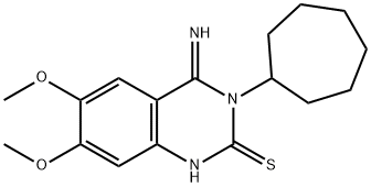 3-CYCLOHEPTYL-4-IMINO-6,7-DIMETHOXY-3,4-DIHYDRO-2(1H)-QUINAZOLINETHIONE 结构式