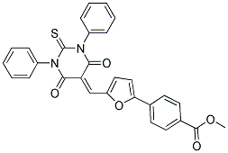 METHYL 4-(5-((4,6-DIOXO-1,3-DIPHENYL-2-THIOXO-TETRAHYDROPYRIMIDIN-5(6H)-YLIDENE)METHYL)FURAN-2-YL)BENZOATE 结构式