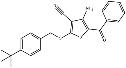 4-AMINO-5-BENZOYL-2-([4-(TERT-BUTYL)BENZYL]SULFANYL)-3-THIOPHENECARBONITRILE 结构式