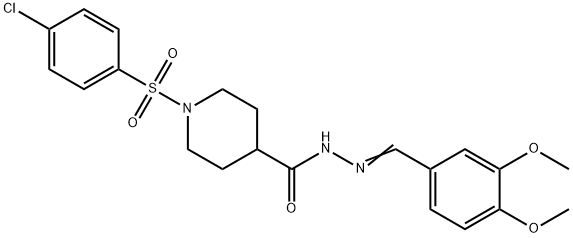 1-[(4-CHLOROPHENYL)SULFONYL]-N'-[(E)-(3,4-DIMETHOXYPHENYL)METHYLIDENE]-4-PIPERIDINECARBOHYDRAZIDE 结构式