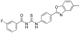 3-FLUORO-N-({[4-(5-METHYL-1,3-BENZOXAZOL-2-YL)PHENYL]AMINO}CARBONOTHIOYL)BENZAMIDE 结构式