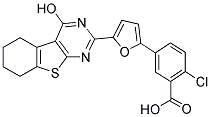 2-CHLORO-5-[5-(4-HYDROXY-5,6,7,8-TETRAHYDRO[1]BENZOTHIENO[2,3-D]PYRIMIDIN-2-YL)-2-FURYL]BENZOIC ACID 结构式