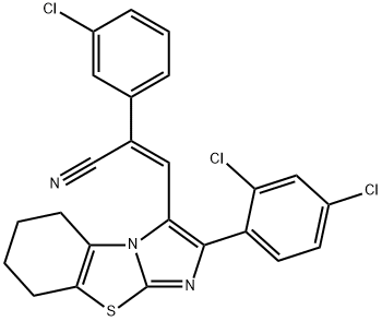 (Z)-2-(3-CHLOROPHENYL)-3-[2-(2,4-DICHLOROPHENYL)-5,6,7,8-TETRAHYDROIMIDAZO[2,1-B][1,3]BENZOTHIAZOL-3-YL]-2-PROPENENITRILE 结构式