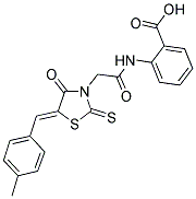 2-(([(5Z)-5-(4-METHYLBENZYLIDENE)-4-OXO-2-THIOXO-1,3-THIAZOLIDIN-3-YL]ACETYL)AMINO)BENZOIC ACID 结构式