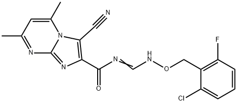 N-((E)-([(2-CHLORO-6-FLUOROBENZYL)OXY]AMINO)METHYLIDENE)-3-CYANO-5,7-DIMETHYLIMIDAZO[1,2-A]PYRIMIDINE-2-CARBOXAMIDE 结构式