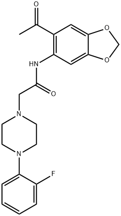 N-(6-ACETYLBENZO[D]1,3-DIOXOLEN-5-YL)-2-(4-(2-FLUOROPHENYL)PIPERAZINYL)ETHANAMIDE 结构式