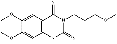 4-IMINO-6,7-DIMETHOXY-3-(3-METHOXYPROPYL)-3,4-DIHYDRO-2(1H)-QUINAZOLINETHIONE 结构式