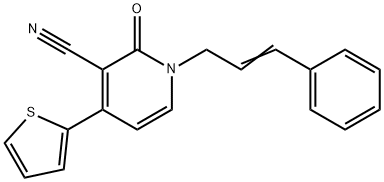 1-肉桂基-2-氧代-4-(噻吩-2-基)-1,2-二氢吡啶-3-甲腈 结构式