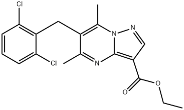 ETHYL 6-(2,6-DICHLOROBENZYL)-5,7-DIMETHYLPYRAZOLO[1,5-A]PYRIMIDINE-3-CARBOXYLATE 结构式