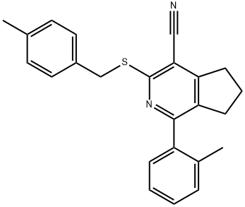 3-[(4-Methylbenzyl)sulfanyl]-1-(2-methylphenyl)-6,7-dihydro-5H-cyclopenta[c]pyridine-4-carbonitrile 结构式