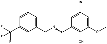 4-BROMO-2-METHOXY-6-(([3-(TRIFLUOROMETHYL)BENZYL]IMINO)METHYL)BENZENOL 结构式