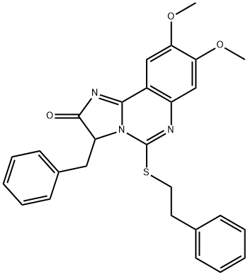 3-Benzyl-8,9-dimethoxy-5-(phenethylsulfanyl)imidazo[1,2-c]quinazolin-2(3H)-one 结构式