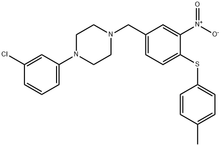 1-(3-CHLOROPHENYL)-4-(4-[(4-METHYLPHENYL)SULFANYL]-3-NITROBENZYL)PIPERAZINE 结构式