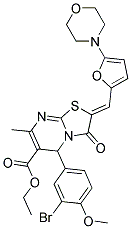 (Z)-ETHYL 5-(3-BROMO-4-METHOXYPHENYL)-7-METHYL-2-((5-MORPHOLINOFURAN-2-YL)METHYLENE)-3-OXO-3,5-DIHYDRO-2H-THIAZOLO[3,2-A]PYRIMIDINE-6-CARBOXYLATE 结构式