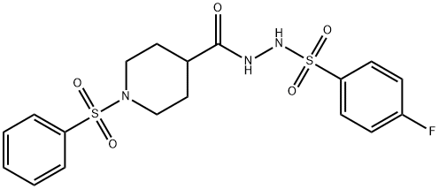 4-FLUORO-N'-([1-(PHENYLSULFONYL)-4-PIPERIDINYL]CARBONYL)BENZENESULFONOHYDRAZIDE 结构式