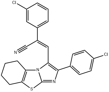 (Z)-2-(3-CHLOROPHENYL)-3-[2-(4-CHLOROPHENYL)-5,6,7,8-TETRAHYDROIMIDAZO[2,1-B][1,3]BENZOTHIAZOL-3-YL]-2-PROPENENITRILE 结构式