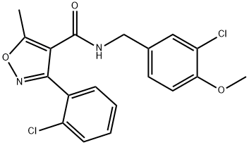 N-(3-CHLORO-4-METHOXYBENZYL)-3-(2-CHLOROPHENYL)-5-METHYL-4-ISOXAZOLECARBOXAMIDE 结构式