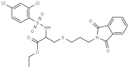 Ethyl 2-([(2,4-dichlorophenyl)sulfonyl]amino)-3-([3-(1,3-dioxo-1,3-dihydro-2H-isoindol-2-yl)propyl]sulfanyl)propanoate 结构式
