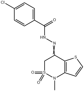 4-CHLORO-N'-[1-METHYL-2,2-DIOXO-2,3-DIHYDRO-2LAMBDA6-THIENO[3,2-C][1,2]THIAZIN-4(1H)-YLIDEN]BENZENECARBOHYDRAZIDE 结构式