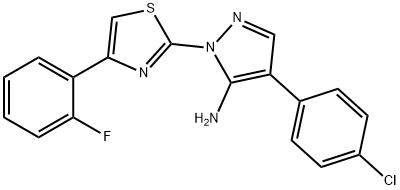 4-(4-CHLOROPHENYL)-1-[4-(2-FLUOROPHENYL)-1,3-THIAZOL-2-YL]-1H-PYRAZOL-5-AMINE 结构式