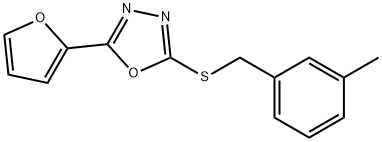 2-(2-FURYL)-5-[(3-METHYLBENZYL)SULFANYL]-1,3,4-OXADIAZOLE 结构式