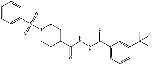 N'-([1-(PHENYLSULFONYL)-4-PIPERIDINYL]CARBONYL)-3-(TRIFLUOROMETHYL)BENZENECARBOHYDRAZIDE 结构式