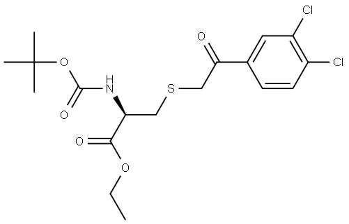 Ethyl 2-[(tert-butoxycarbonyl)amino]-3-([2-(3,4-dichlorophenyl)-2-oxoethyl]sulfanyl)propanoate 结构式