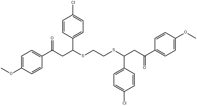 3-(4-CHLOROPHENYL)-3-[(2-([1-(4-CHLOROPHENYL)-3-(4-METHOXYPHENYL)-3-OXOPROPYL]SULFANYL)ETHYL)SULFANYL]-1-(4-METHOXYPHENYL)-1-PROPANONE 结构式