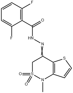 2,6-DIFLUORO-N'-[1-METHYL-2,2-DIOXO-2,3-DIHYDRO-2LAMBDA6-THIENO[3,2-C][1,2]THIAZIN-4(1H)-YLIDEN]BENZENECARBOHYDRAZIDE 结构式