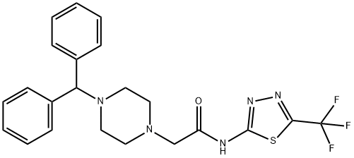 2-(4-BENZHYDRYLPIPERAZINO)-N-[5-(TRIFLUOROMETHYL)-1,3,4-THIADIAZOL-2-YL]ACETAMIDE 结构式