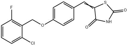 5-((E)-(4-[(2-CHLORO-6-FLUOROBENZYL)OXY]PHENYL)METHYLIDENE)-1,3-THIAZOLANE-2,4-DIONE 结构式