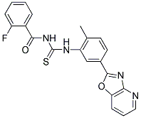 2-FLUORO-N-{[(2-METHYL-5-[1,3]OXAZOLO[4,5-B]PYRIDIN-2-YLPHENYL)AMINO]CARBONOTHIOYL}BENZAMIDE 结构式