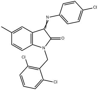 3-[(4-CHLOROPHENYL)IMINO]-1-(2,6-DICHLOROBENZYL)-5-METHYL-1,3-DIHYDRO-2H-INDOL-2-ONE 结构式
