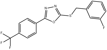 2-[(3-Fluorobenzyl)sulfanyl]-5-[4-(trifluoromethyl)phenyl]-1,3,4-oxadiazole 结构式