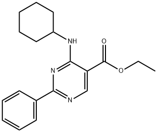 ETHYL 4-(CYCLOHEXYLAMINO)-2-PHENYL-5-PYRIMIDINECARBOXYLATE 结构式