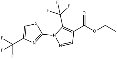 ETHYL 5-(TRIFLUOROMETHYL)-1-[4-(TRIFLUOROMETHYL)-1,3-THIAZOL-2-YL]-1H-PYRAZOLE-4-CARBOXYLATE 结构式