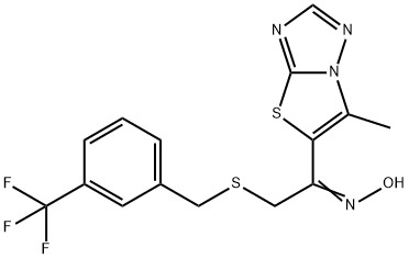 1-(6-METHYL[1,3]THIAZOLO[3,2-B][1,2,4]TRIAZOL-5-YL)-2-([3-(TRIFLUOROMETHYL)BENZYL]SULFANYL)-1-ETHANONE OXIME 结构式