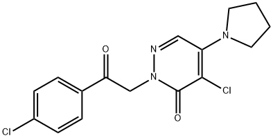 4-Chloro-2-[2-(4-chlorophenyl)-2-oxoethyl]-5-(1-pyrrolidinyl)-3(2H)-pyridazinone 结构式