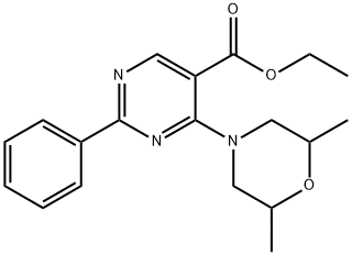 ETHYL 4-(2,6-DIMETHYLMORPHOLINO)-2-PHENYL-5-PYRIMIDINECARBOXYLATE 结构式