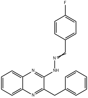 4-FLUOROBENZENECARBALDEHYDE N-(3-BENZYL-2-QUINOXALINYL)HYDRAZONE 结构式